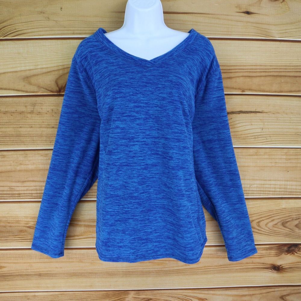 Made for Life Lightweight Fleece Top‎ V-Neck Womens Size 2XL Blue Heathered SOFT